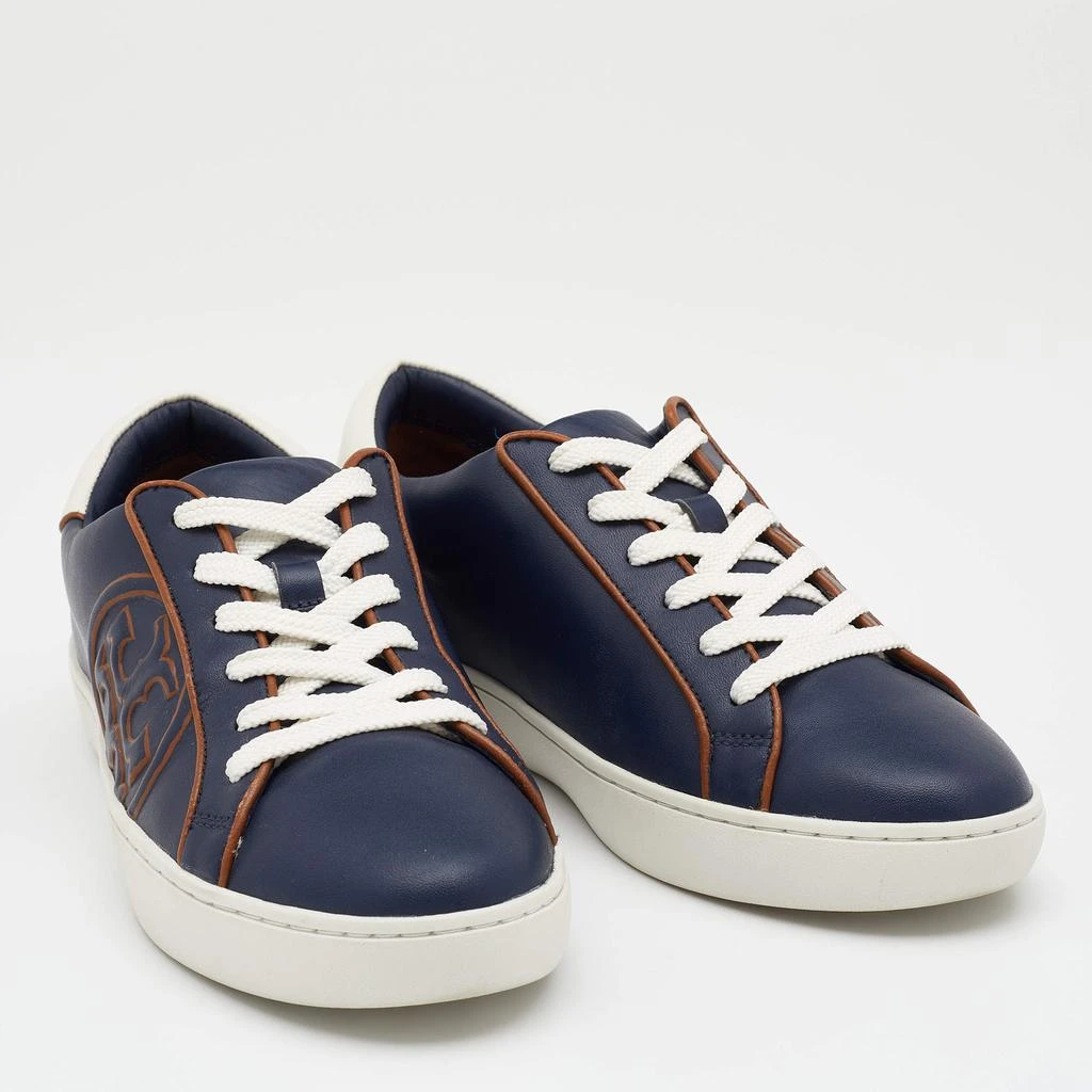 商品[二手商品] Tory Burch|Tory Burch Navy Blue Leather Chance Low Top Sneakers Size 37.5,价格¥899,第4张图片详细描述