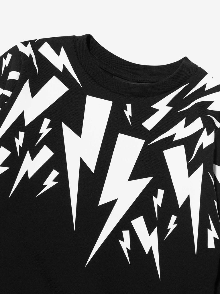 Neil Barrett Black Boys Lightning Bolt Print Sweatshirt商品第3张图片规格展示