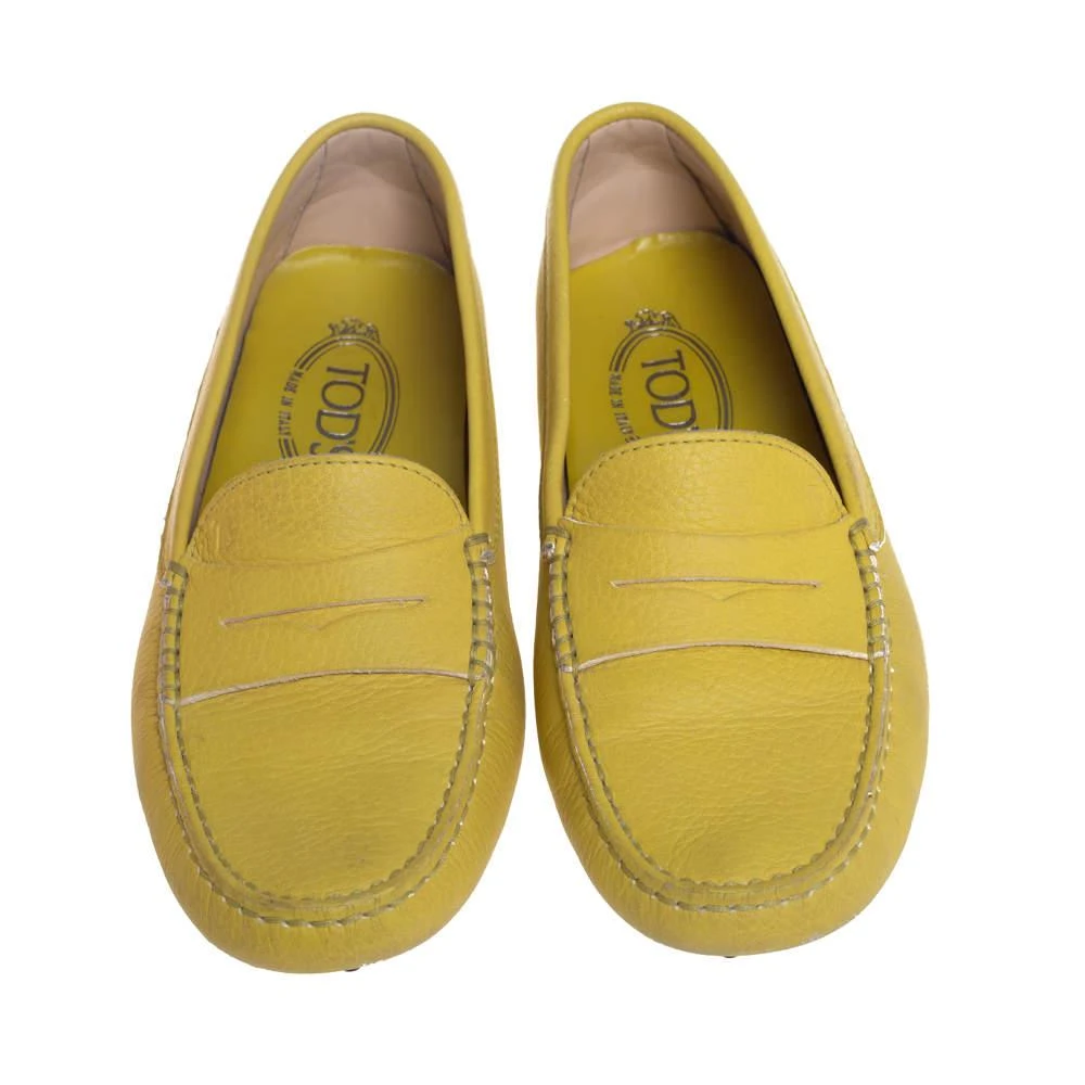 商品[二手商品] Tod's|Tod's Yellow Leather Penny Slip On Loafers Size 37.5,价格¥805,第3张图片详细描述