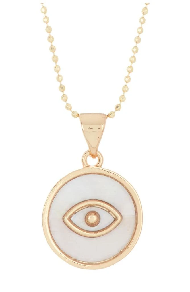 商品ADORNIA|14K Gold Plated Sterling Silver Mother-of-Pearl Evil Eye Disc Pendant Necklace,价格¥150,第1张图片