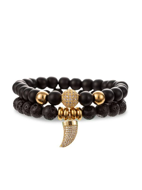 商品Eye Candy LA|Eli 2-Piece Goldtone & Multi-Stone Horn Charm Bracelet Set,价格¥214,第1张图片