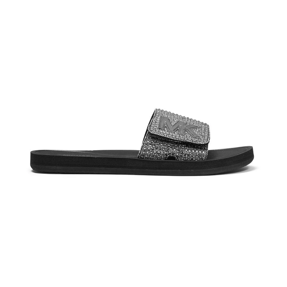 商品Michael Kors|Women's Rhinestone MK Logo Pool Slide Sandals,价格¥255,第2张图片详细描述