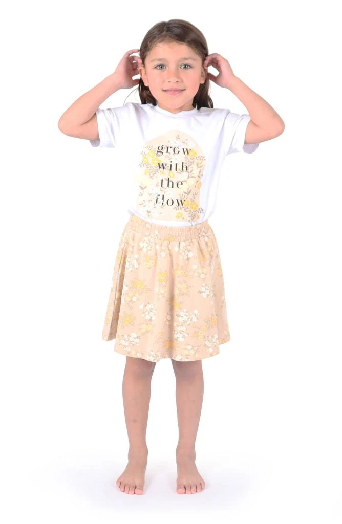 商品TINY TRIBE|Kids' Grow with the Flow Cotton Graphic T-Shirt & Floral Skirt Set,价格¥263,第2张图片详细描述