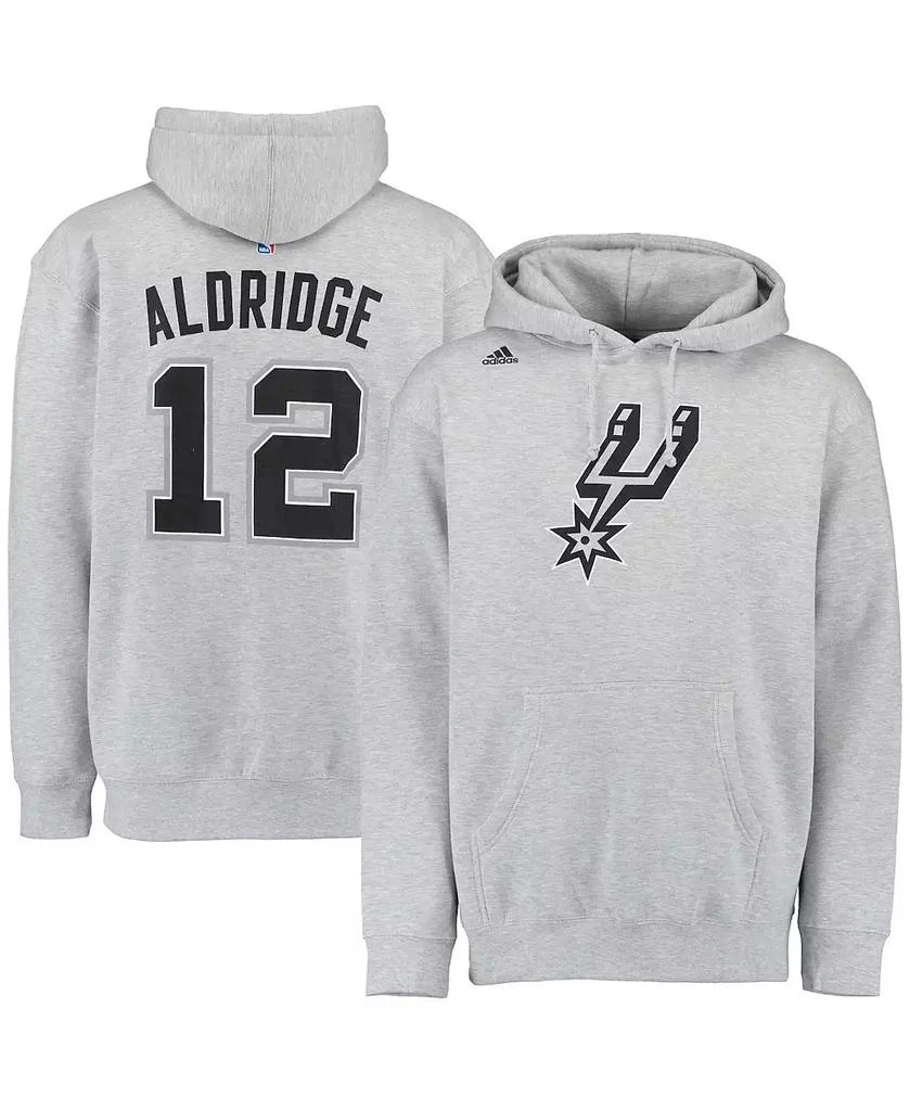 商品Adidas|Men's LaMarcus Aldridge Gray San Antonio Spurs Name and Number Pullover Hoodie,价格¥520,第1张图片