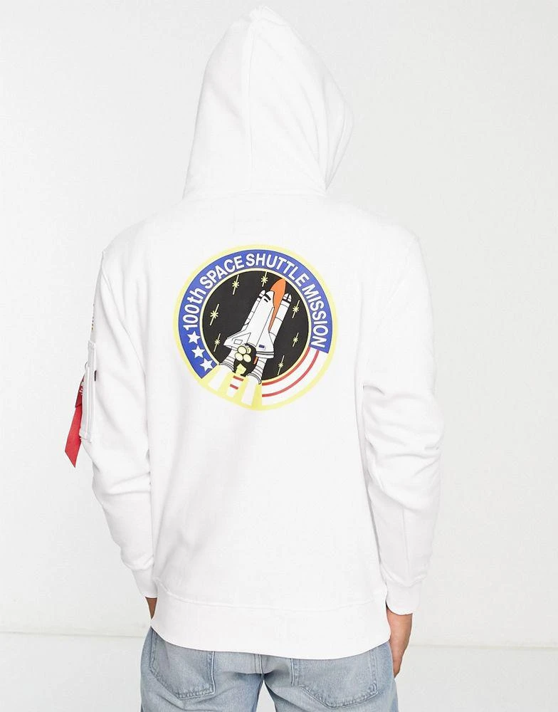 商品Alpha Industries|Alpha Industries NASA space shuttle back print hoodie in white,价格¥519,第1张图片