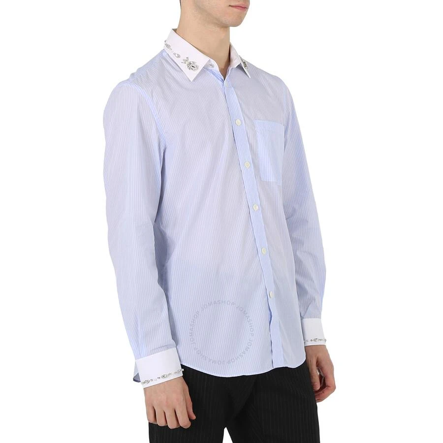 商品Burberry|Men's Pale Blue Camberwell Classic Fit Embellished Pinstriped Cotton Shirt,价格¥1480,第3张图片详细描述