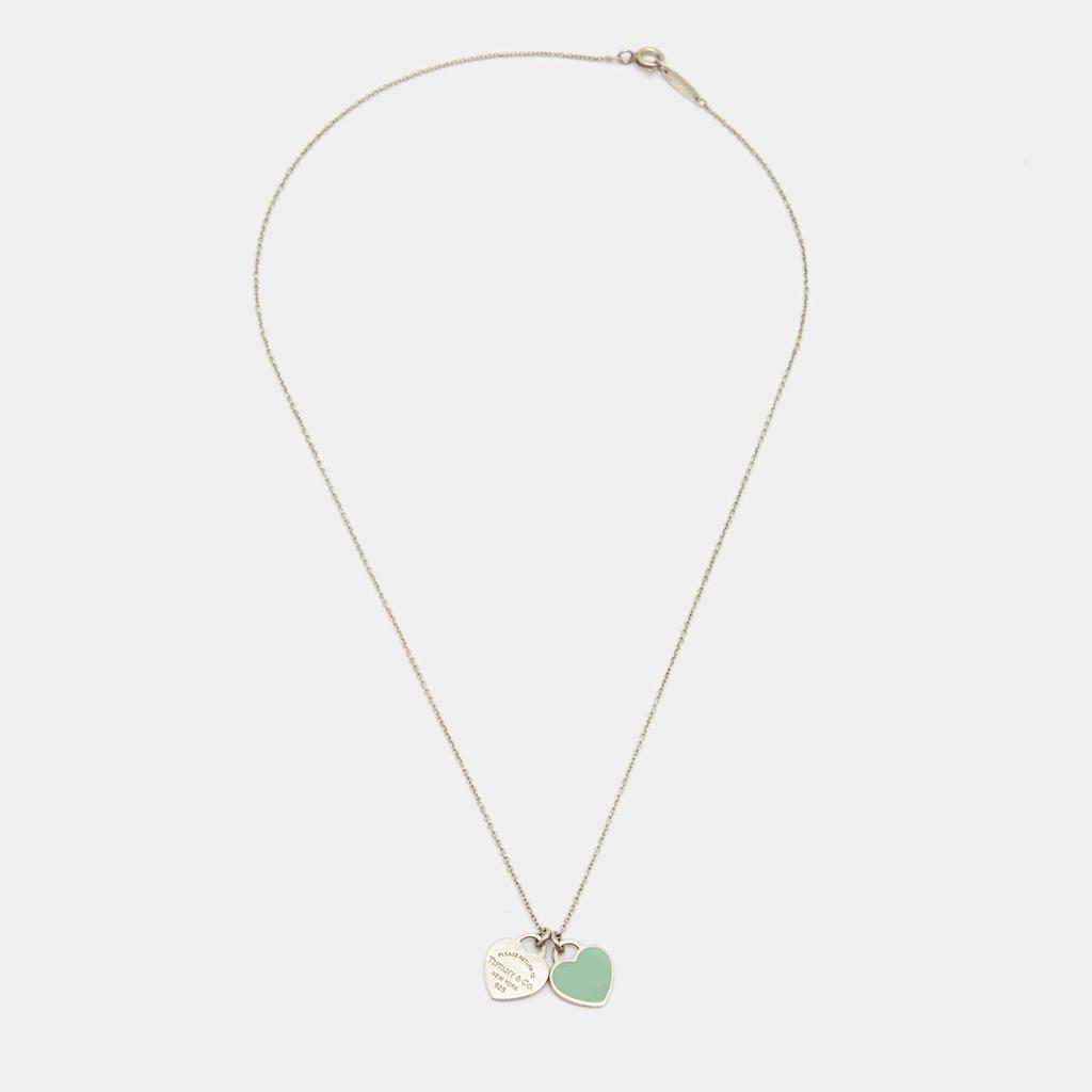Tiffany & Co. Return to Tiffany Blue Enamel Sterling Silver Heart Tag Pendant Necklace商品第3张图片规格展示