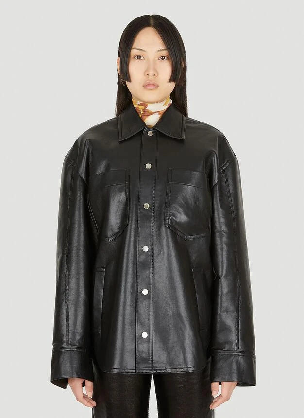 商品Nanushka|Kiora Faux Leather Overshirt in Black,价格¥4058,第1张图片