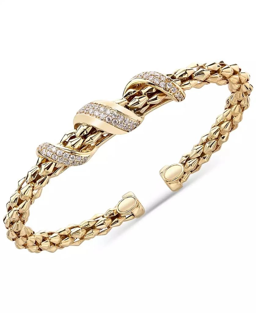 商品Macy's|Diamond Pavé Twist Pyramid Link Cuff Bracelet (5/8 ct. t.w.) in 14k Gold-Plated Sterling Silver,价格¥2990,第1张图片