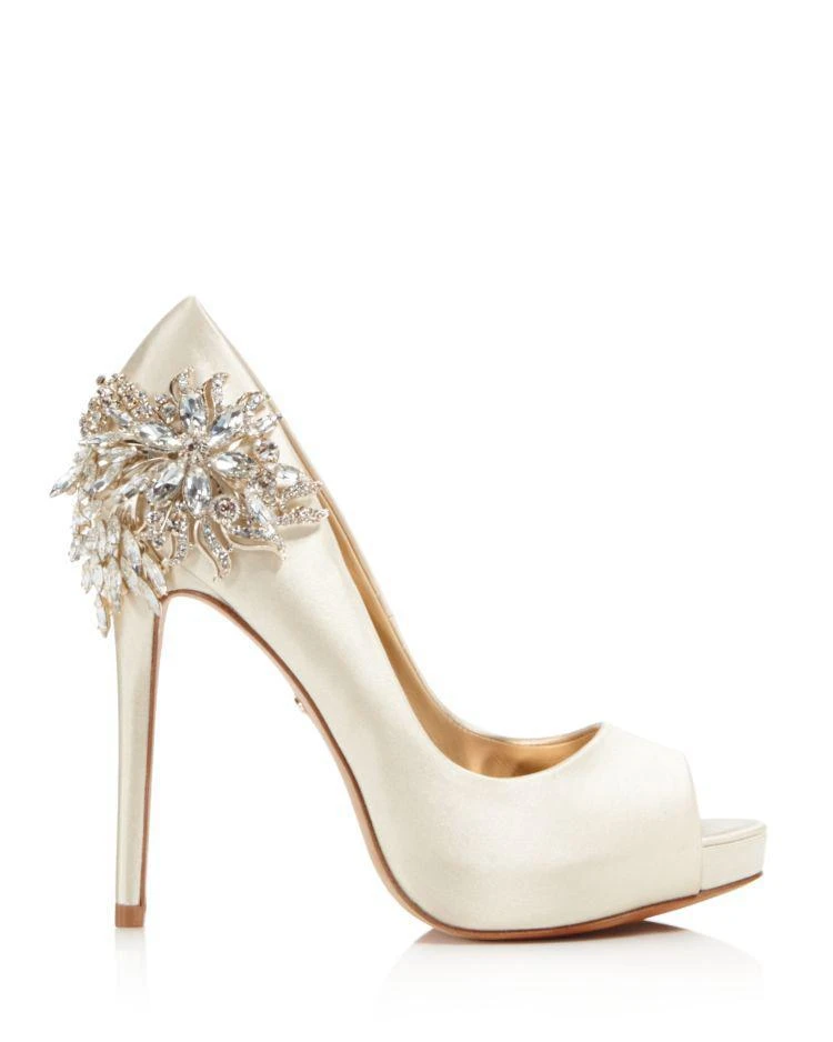 商品Badgley Mischka|丝缎露趾钻饰高跟鞋,价格¥981,第2张图片详细描述