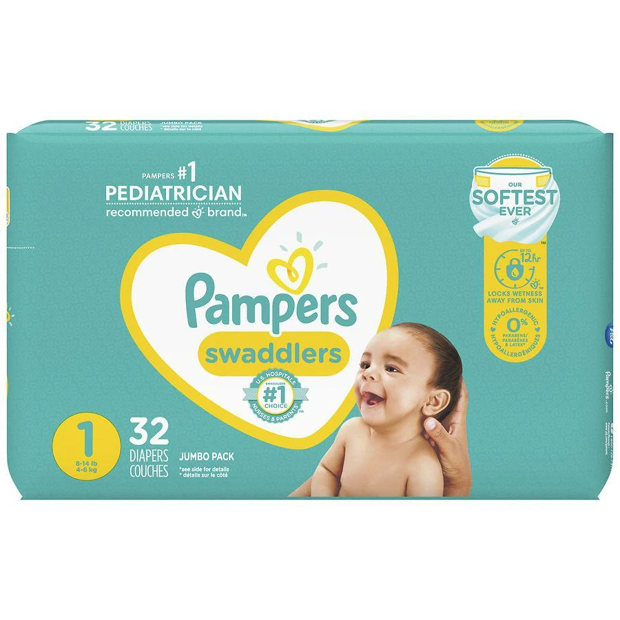 商品Pampers|Diapers, Ultra Absorbent and Soft Disposable 1 (32 ct),价格¥125,第1张图片