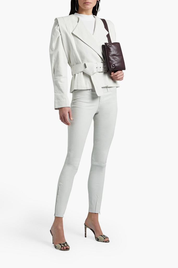 Polka belted cotton and linen-blend twill jacket商品第2张图片规格展示