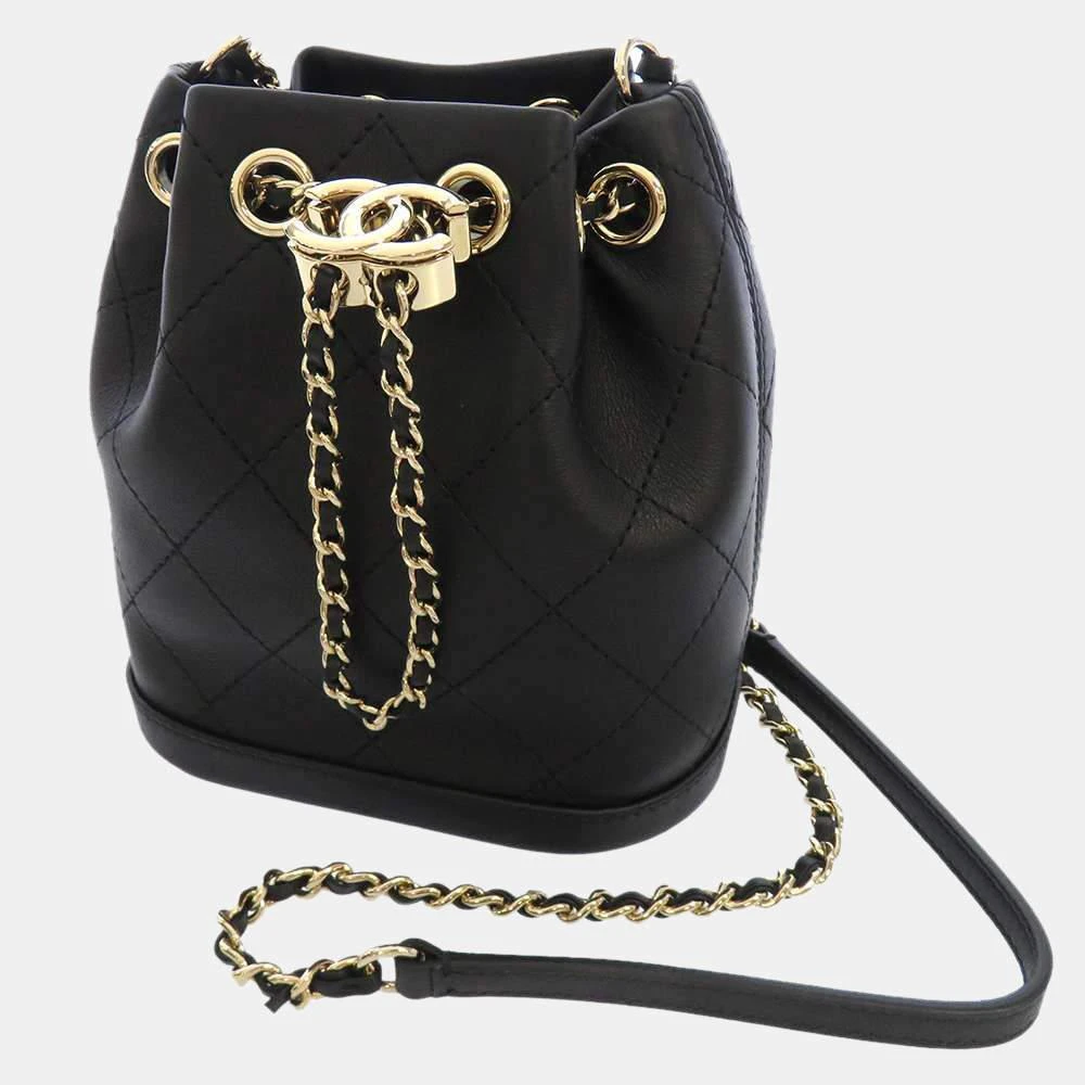 商品[二手商品] Chanel|Chanel Black Leather Egyptian Amulet CC Mini Bucket Bag ,价格¥24492,第1张图片