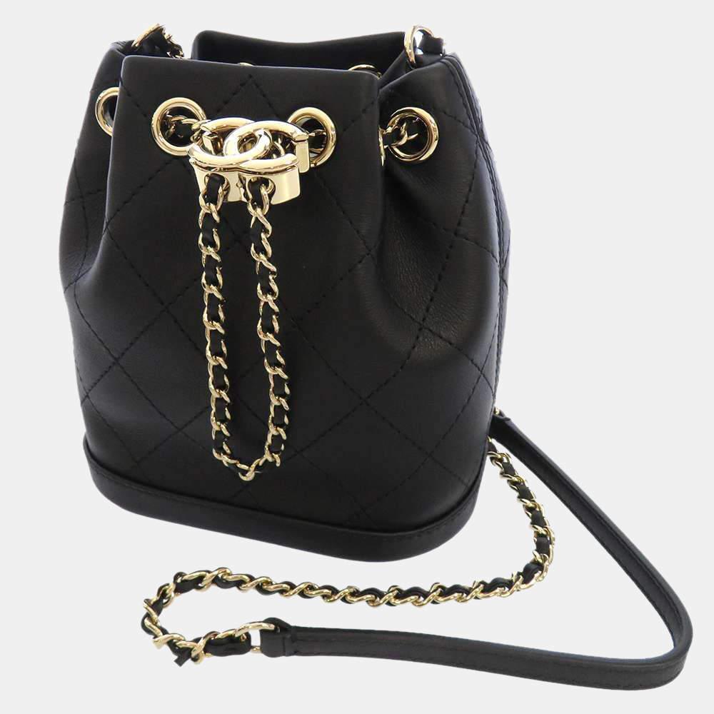 商品[二手商品] Chanel|Chanel Black Leather Egyptian Amulet CC Mini Bucket Bag,价格¥23860,第1张图片