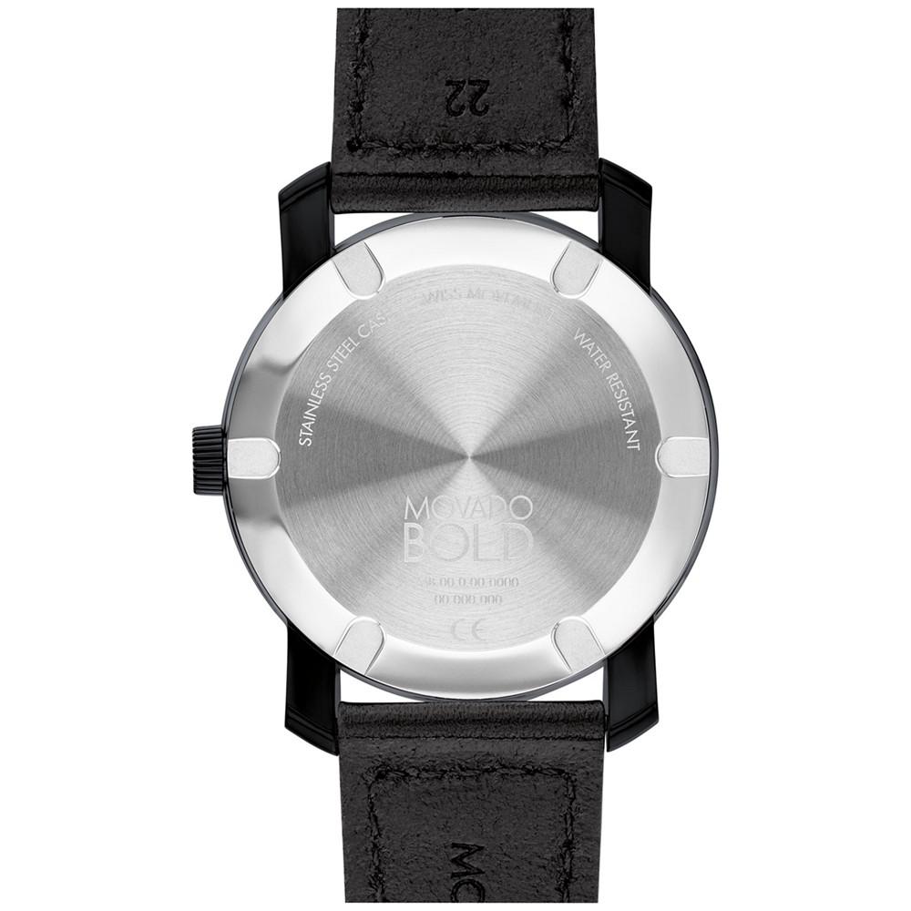 Bold Men's Swiss TR90 Black Leather Strap Watch 42mm商品第3张图片规格展示