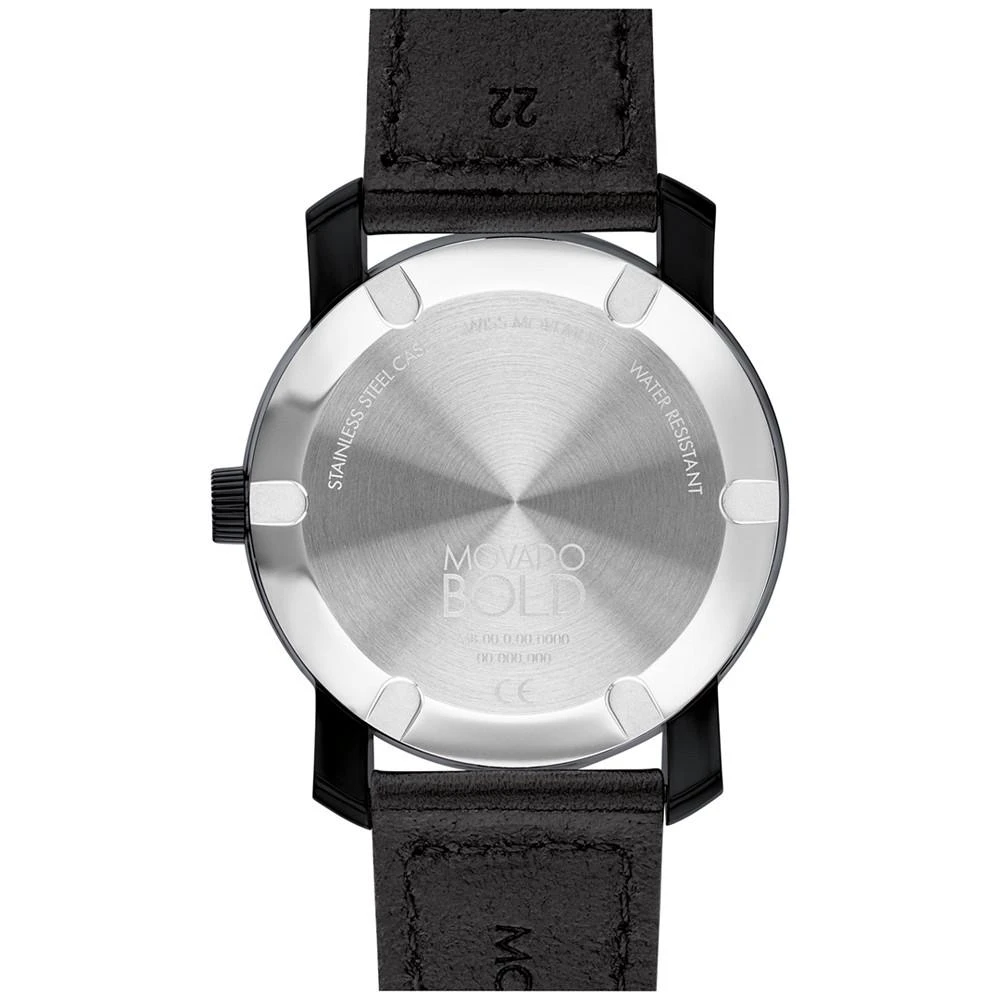 商品Movado|Bold Men's Swiss TR90 Black Leather Strap Watch 42mm,价格¥2580,第3张图片详细描述
