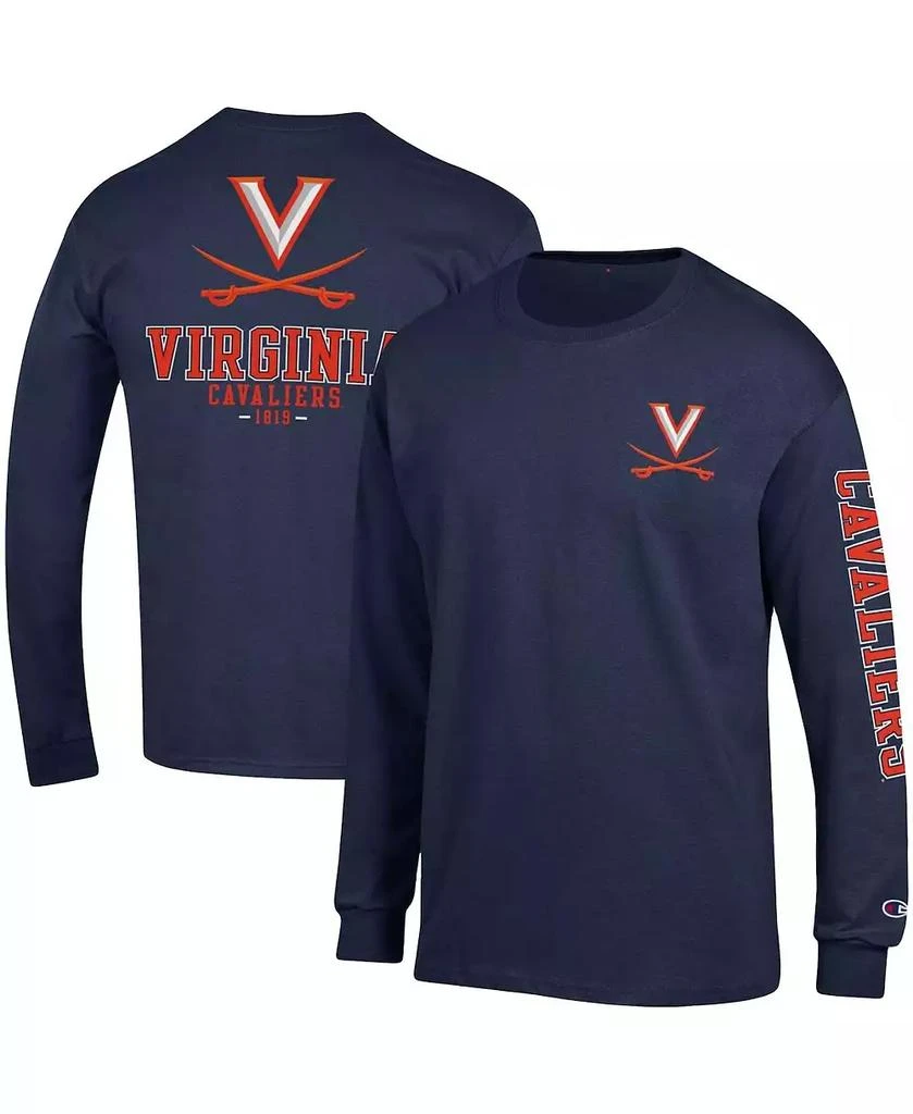 商品CHAMPION|Men's Navy Virginia Cavaliers Team Stack Long Sleeve T-shirt,价格¥225,第1张图片