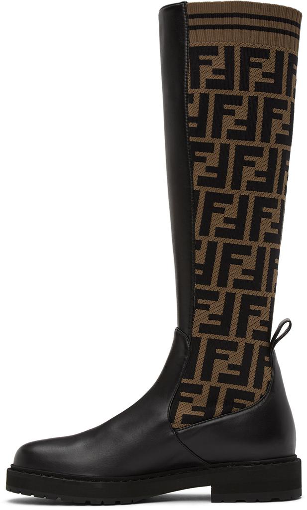Brown & Black 'Forever Fendi' Rockoko Tall Boots商品第3张图片规格展示