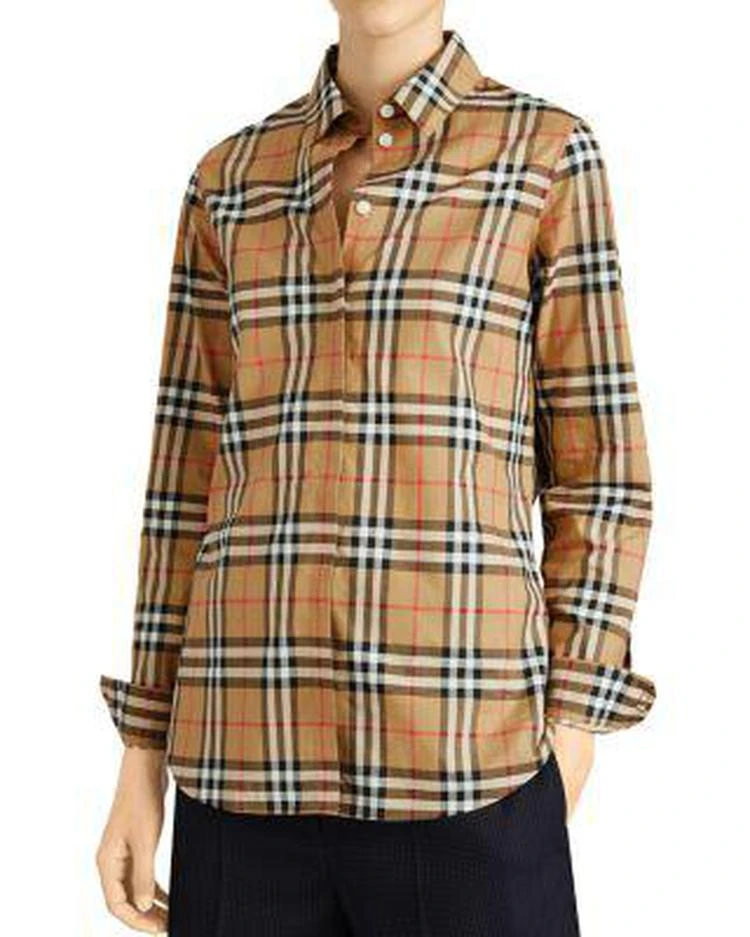 商品Burberry|Check Print Button Down Top,价格¥1817,第1张图片