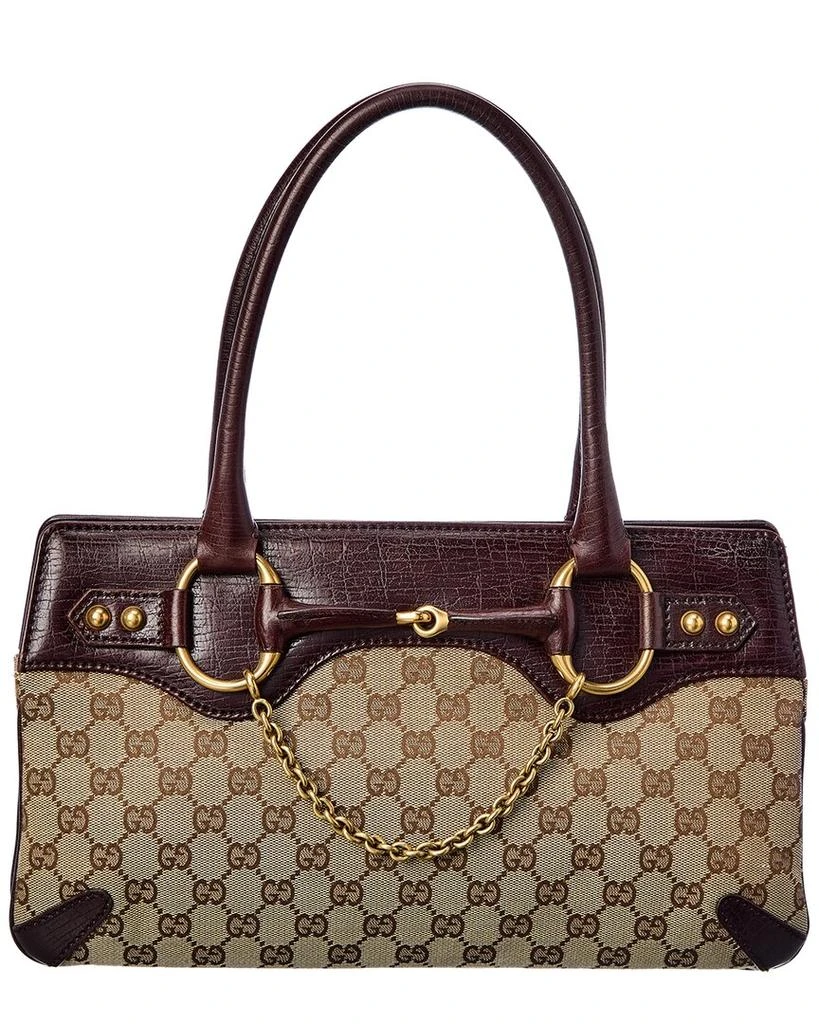 商品[二手商品] Gucci|Gucci Brown GG Canvas Large Horsebit Chain Tote (Authentic Pre-Owned),价格¥6381,第1张图片