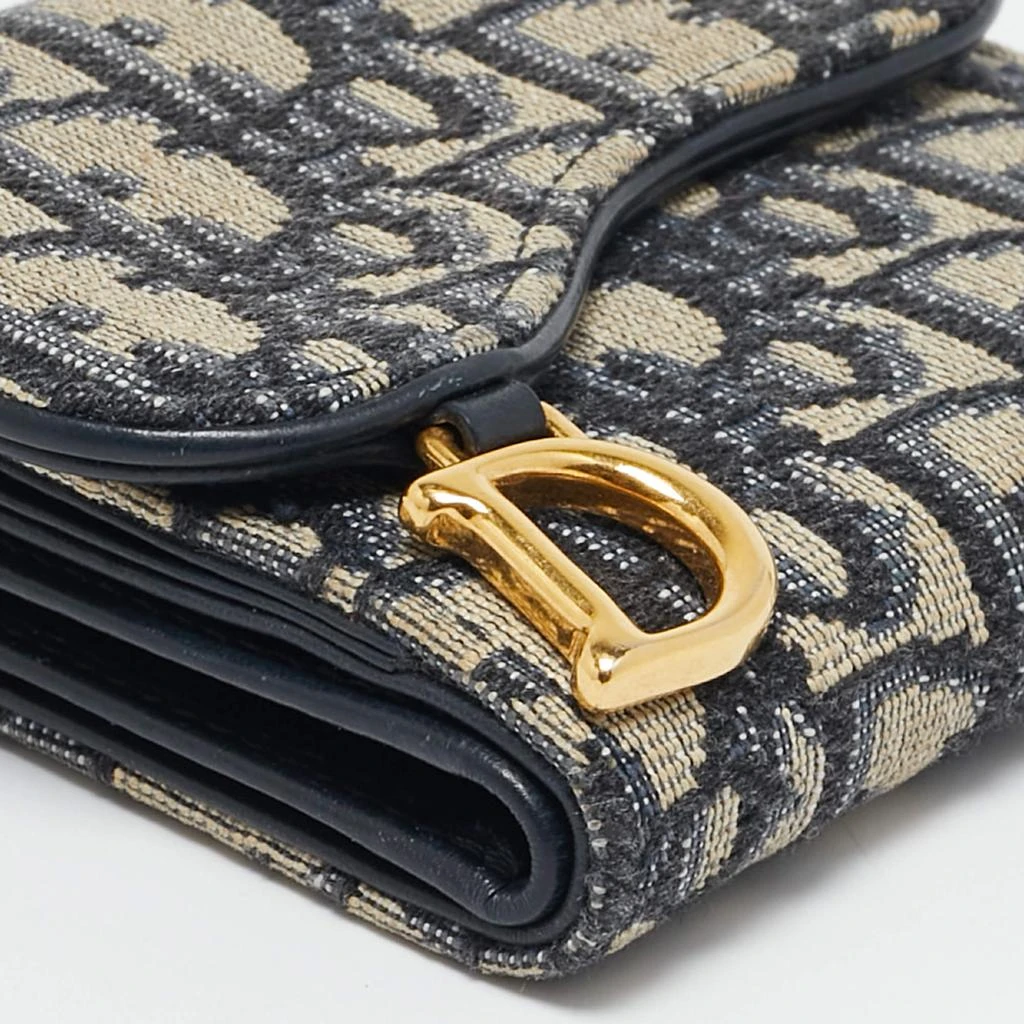 Dior Blue/Beige Oblique Canvas Saddle Lotus Wallet 商品