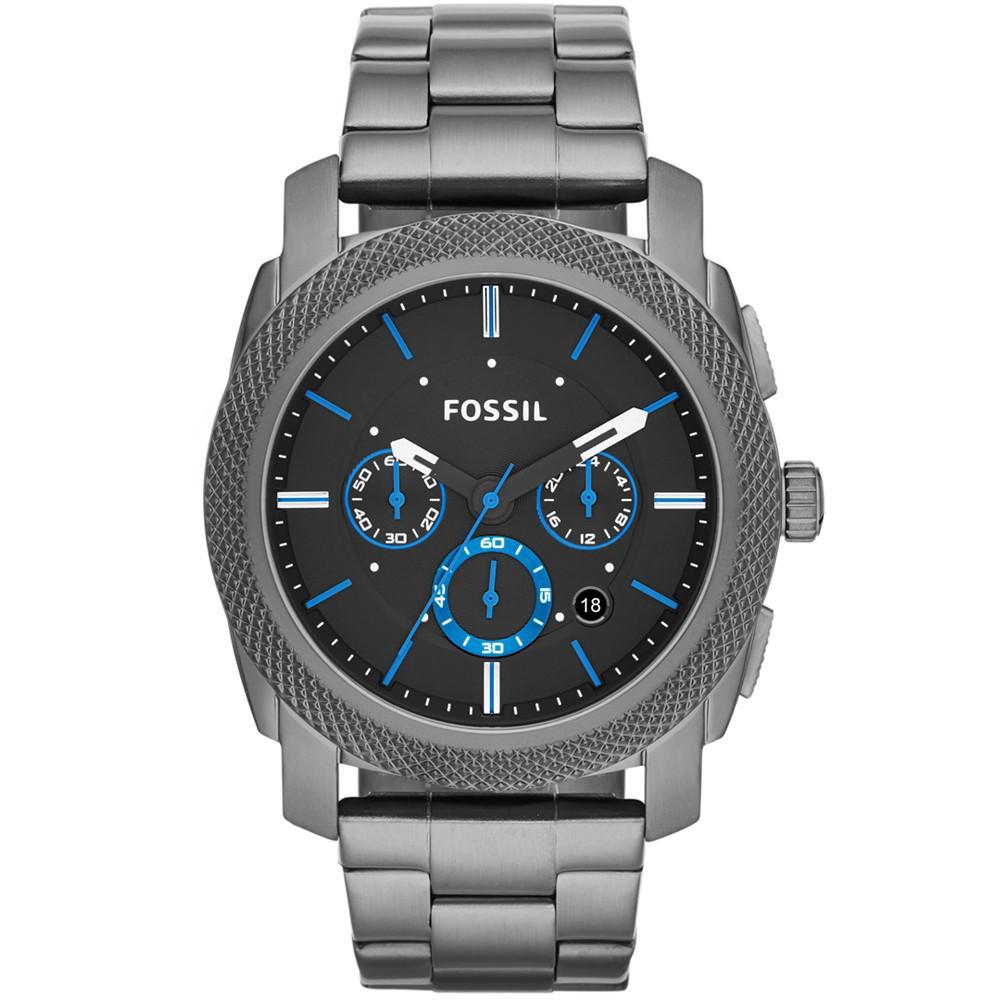 商品Fossil|Men's Chronograph Machine Smoke-Tone Stainless Steel Bracelet Watch 45mm FS4931,价格¥1308,第1张图片