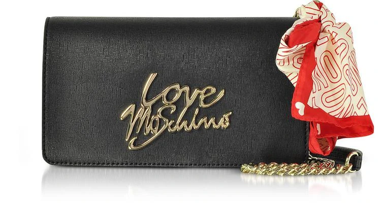 商品Moschino|Love Moschino 黑色Saffiano生态皮革手拿包配方巾,价格¥881,第1张图片