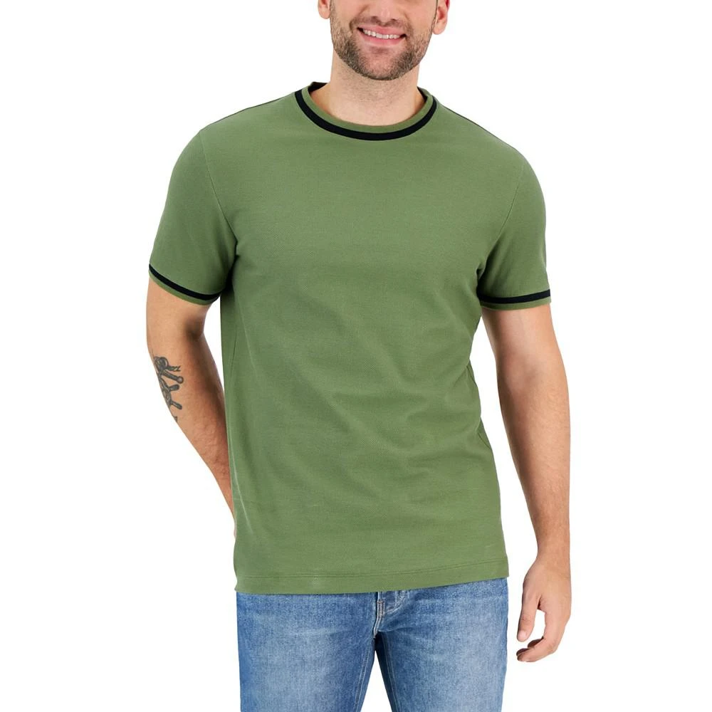 商品Alfani|Men's Tipped Textured Piqué T-Shirt, Created for Macy's,价格¥155,第1张图片详细描述