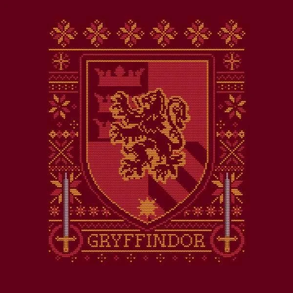 商品Harry Potter|Harry Potter Gryffindor Crest Men's Christmas T-Shirt - Burgundy,价格¥170,第2张图片详细描述