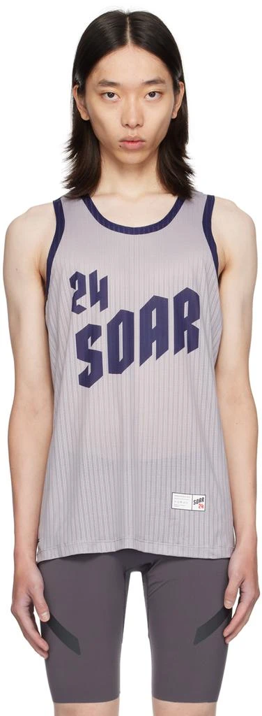 商品Soar Running|Gray & Navy American Race Tank Top,价格¥777,第1张图片