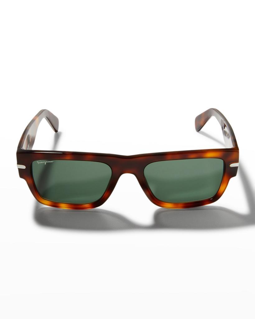 商品Salvatore Ferragamo|Men's Classic Logo Thick Temple Rectangle Sunglasses,价格¥2433,第5张图片详细描述