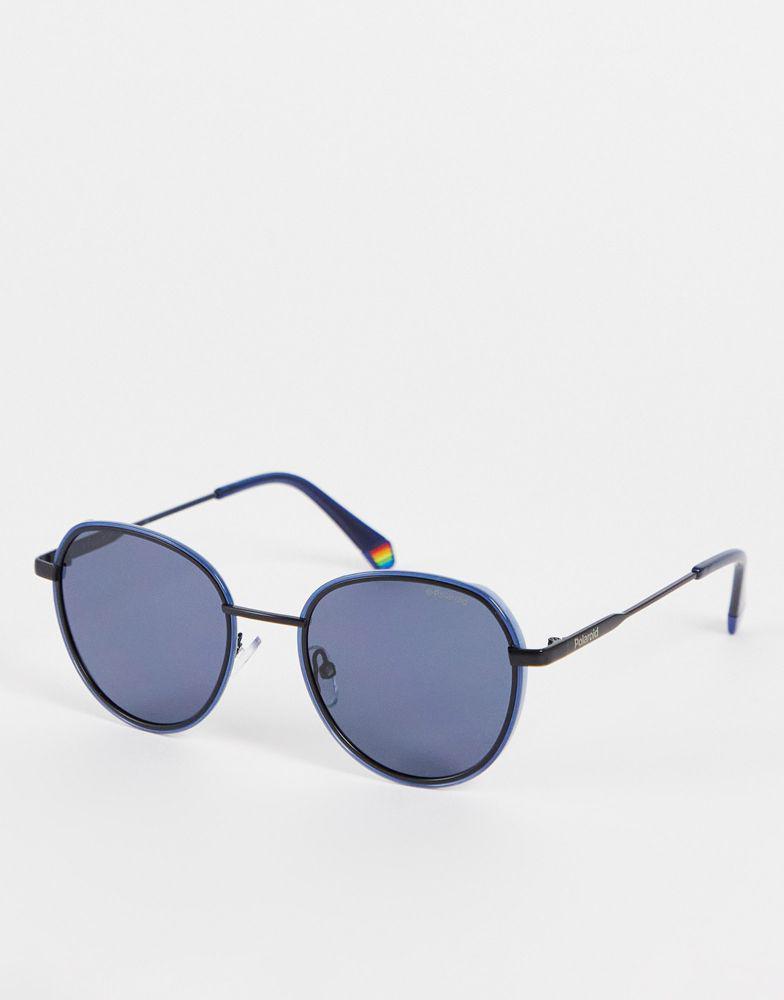 商品Polaroid|Polaroid round sunglasses in blue,价格¥265,第1张图片