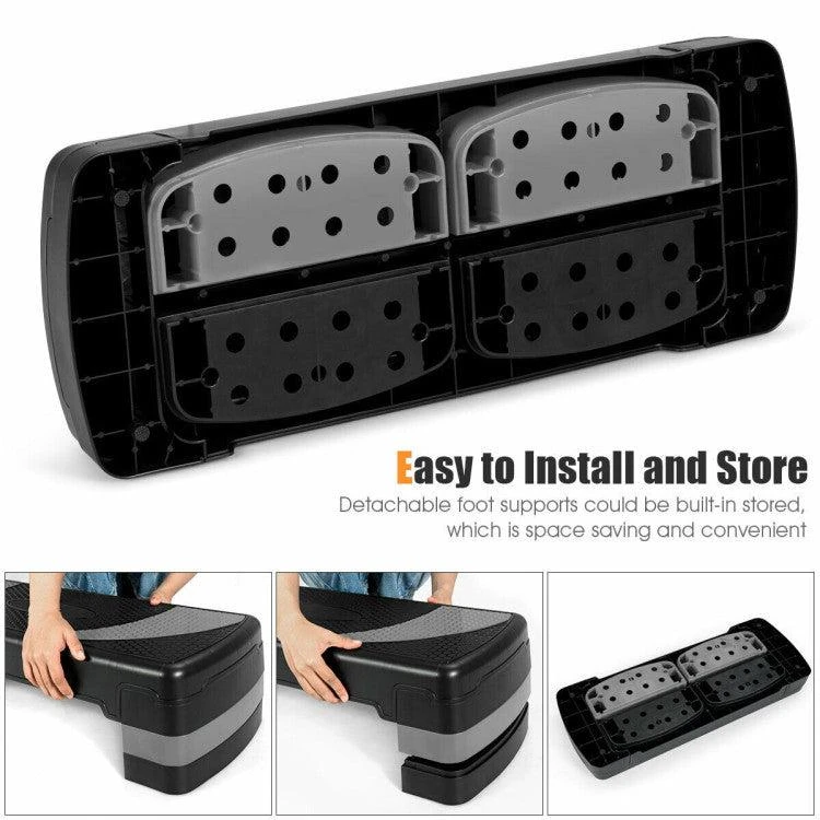 商品Hivvago|31 Inch Adjustable Exercise Aerobic Stepper with Non-Slip Pads-Gray,价格¥606,第3张图片详细描述