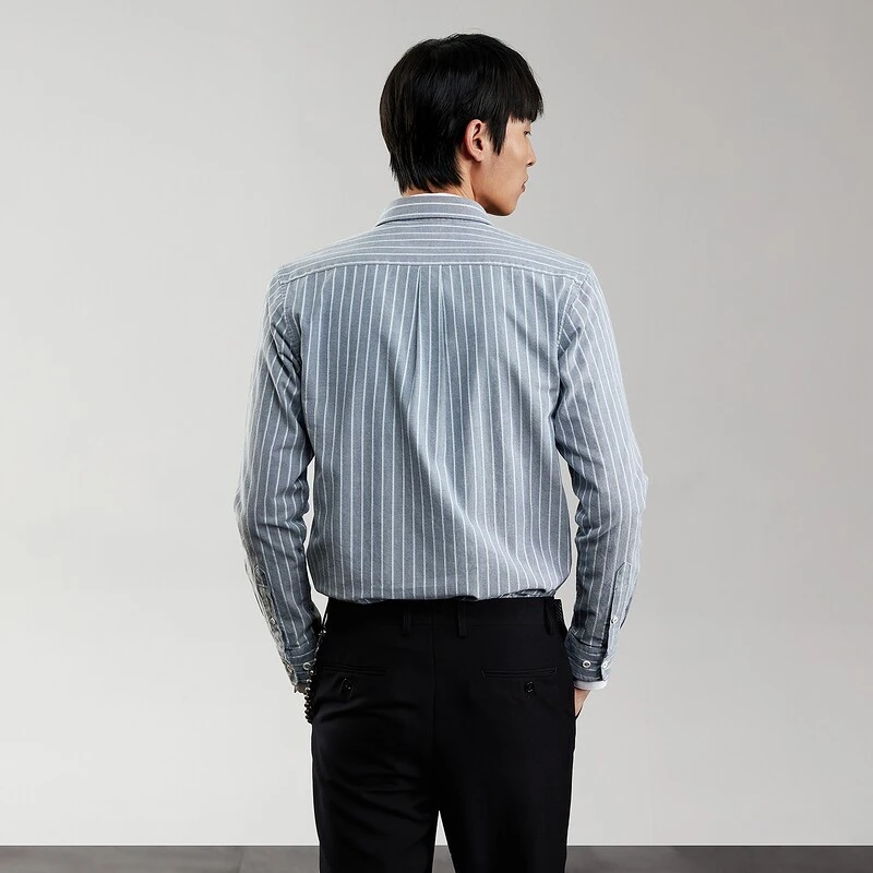 海澜之家竖条纹长袖休闲衬衫2021新款清新舒适宽松衬衣男 商品
