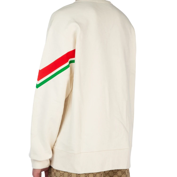 商品[国内直发] Gucci|古驰 条纹印花套头长袖卫衣 男款 白色,价格¥4816,第7张图片详细描述