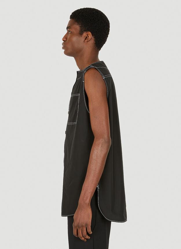 Topstitched Sleeveless Shirt in Black商品第3张图片规格展示