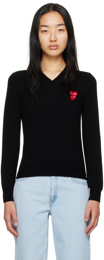 Black Overlapping Heart Sweater商品第1张图片规格展示