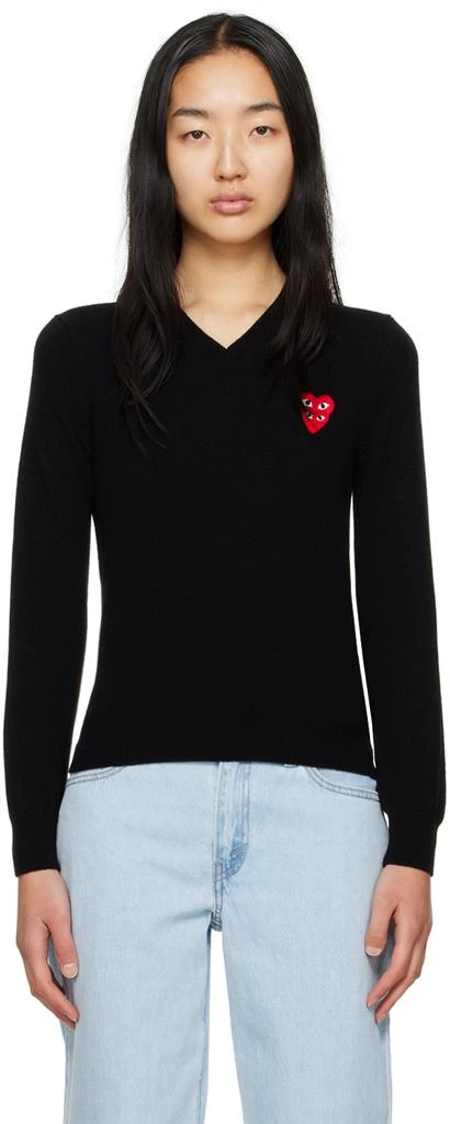 商品Comme des Garcons|Black Overlapping Heart Sweater,价格¥2984,第1张图片