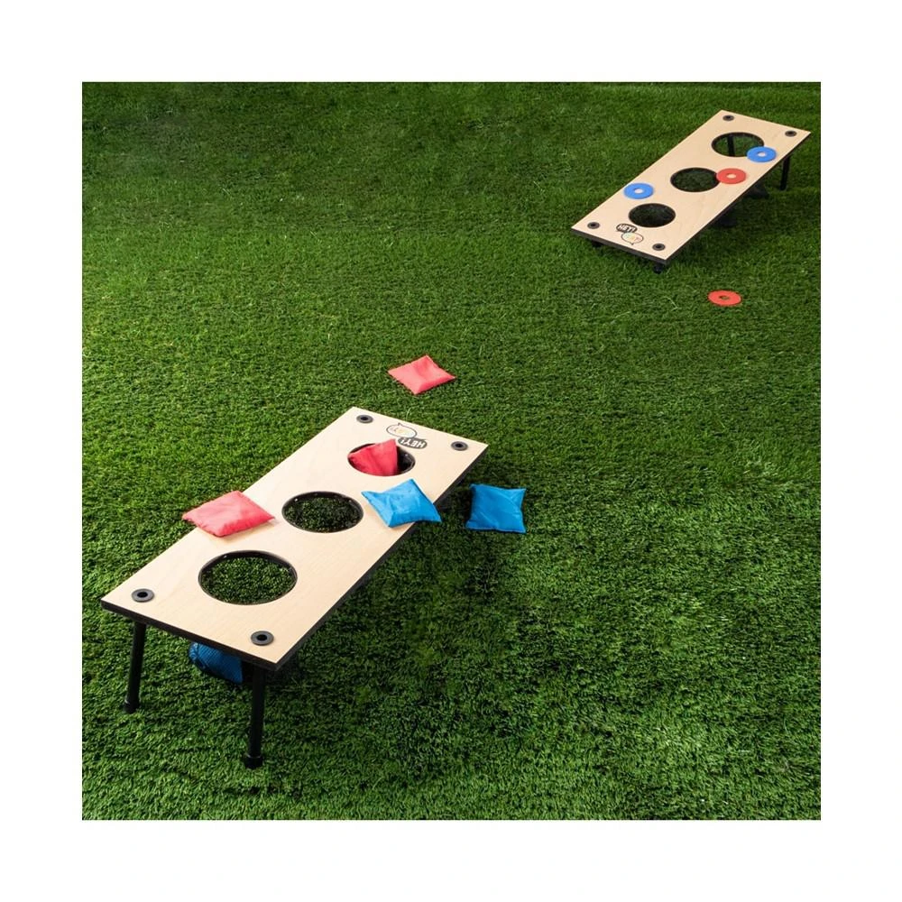 Hey Play 2-In-1 Washer Pitch And Beanbag Toss Set - Indoor Or Outdoor Wooden Classic Team Backyard And Tailgate Party Games For Kids And Adults 商品