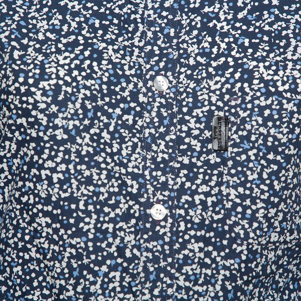 Burberry Brit Navy Blue Printed Cotton Button Front Shirt XS商品第4张图片规格展示