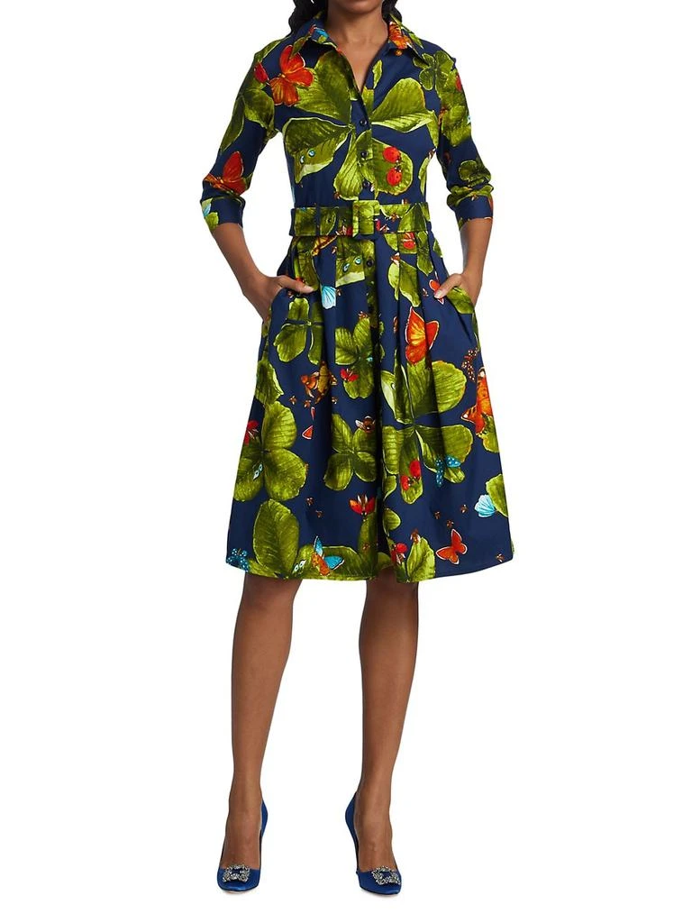 商品SAMANTHA SUNG|Audrey Bug Print Quarter-Sleeve Shirtdress,价格¥2047,第2张图片详细描述