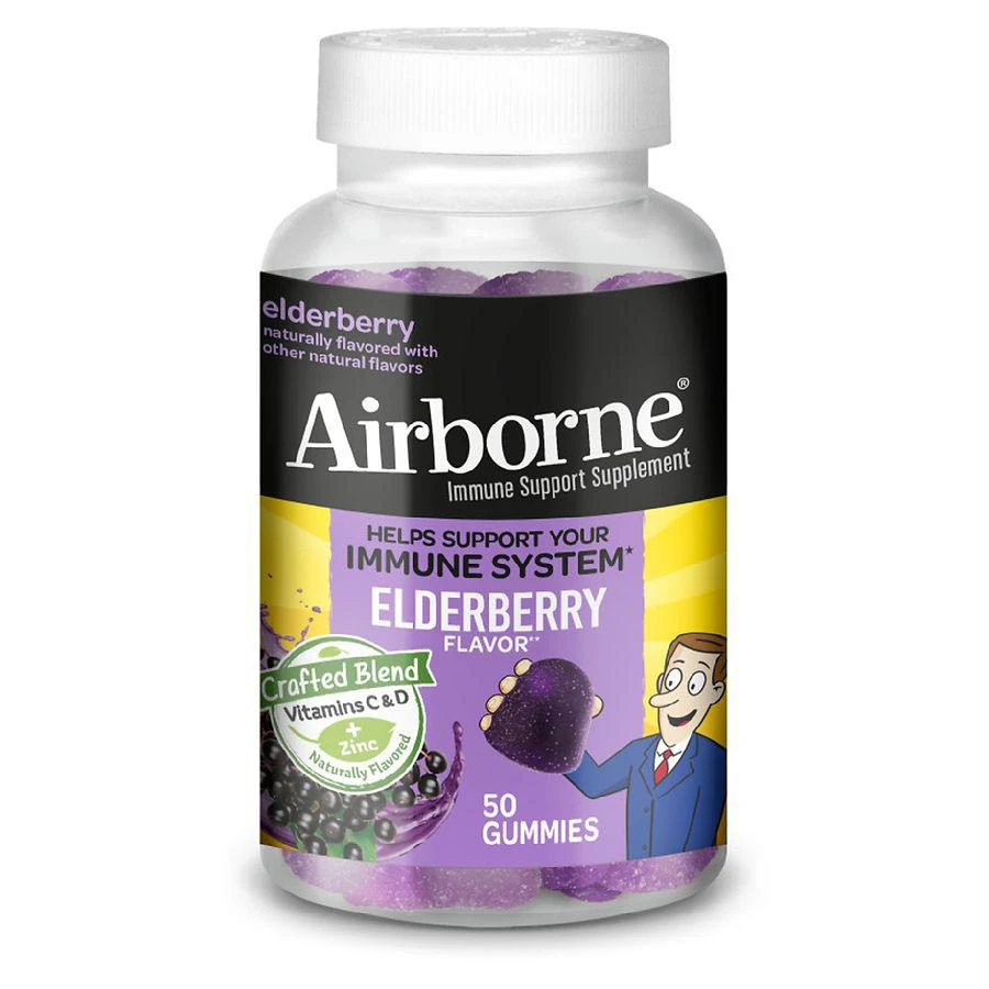 商品Airborne|Gummies with Vitamin C, Zinc and Immune Support Supplement Elderberry,价格¥154,第1张图片