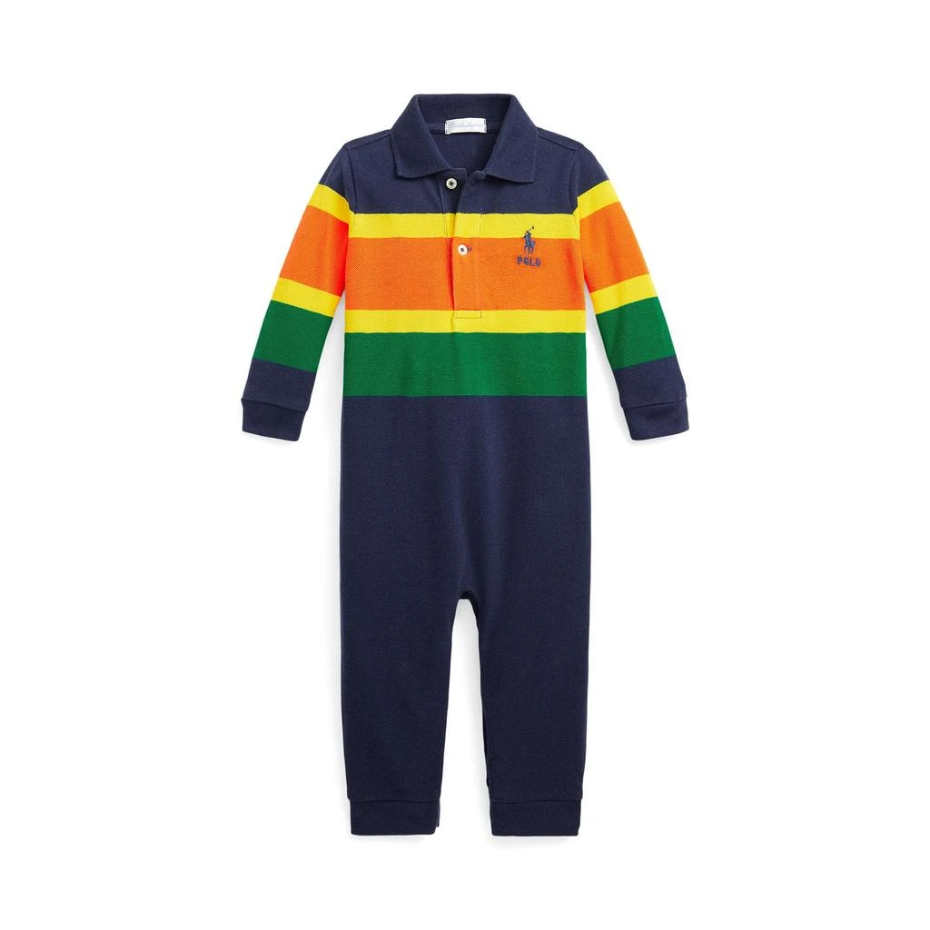 商品Ralph Lauren|Striped Cotton Mesh Polo Coverall (Infant),价格¥169,第1张图片