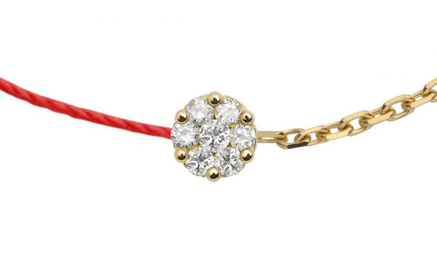 商品Redline|18ct rose gold and diamond illusion chain and thread bracelet (red),价格¥4800,第2张图片详细描述
