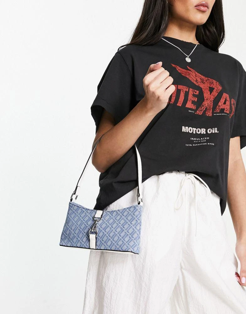 商品ASOS|ASOS DESIGN 90s monogram denim shoulder bag in blue,价格¥185,第4张图片详细描述