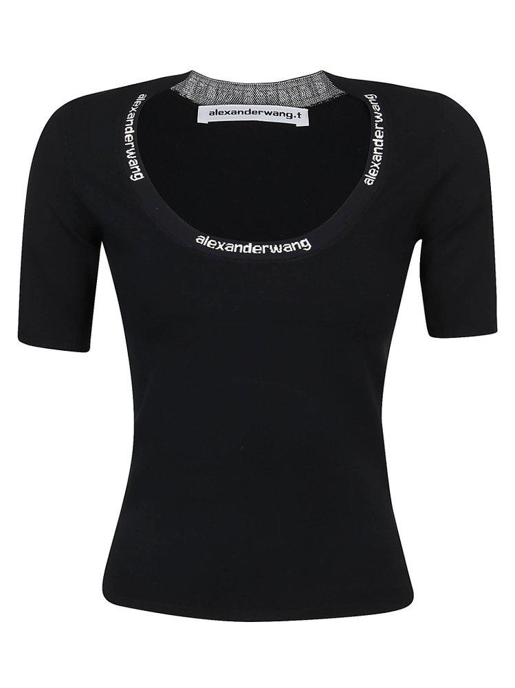 Alexander Wang Logo Band Scoop Neck T-Shirt商品第1张图片规格展示