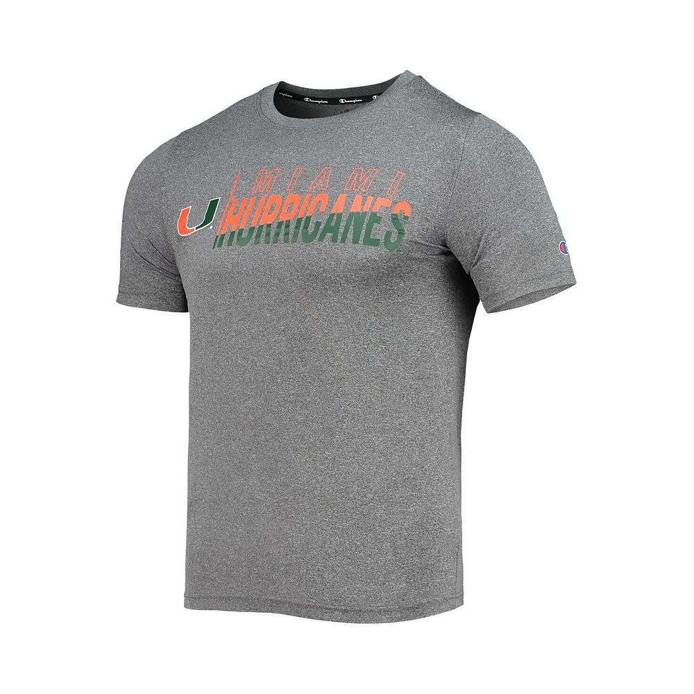 商品CHAMPION|Men's Gray Miami Hurricanes Slash Stack T-shirt,价格¥180,第4张图片详细描述