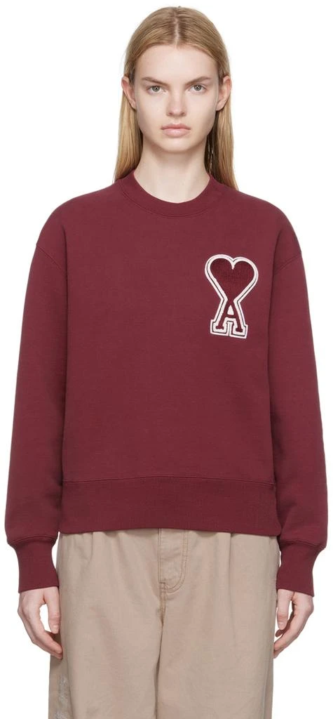 商品AMI|SSENSE Exclusive Burgundy Ami De Cœur Sweatshirt,价格¥1055,第1张图片