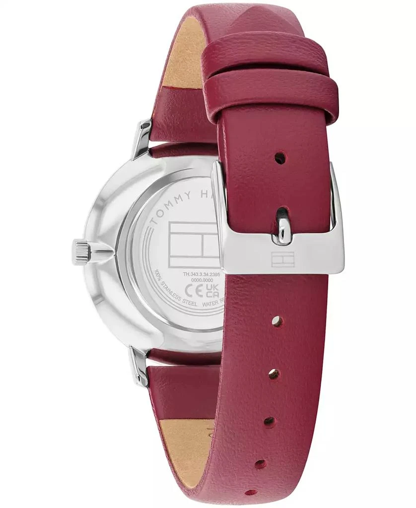 商品Tommy Hilfiger|Women's Quartz Cranberry Leather Strap Watch 35mm,价格¥570,第3张图片详细描述