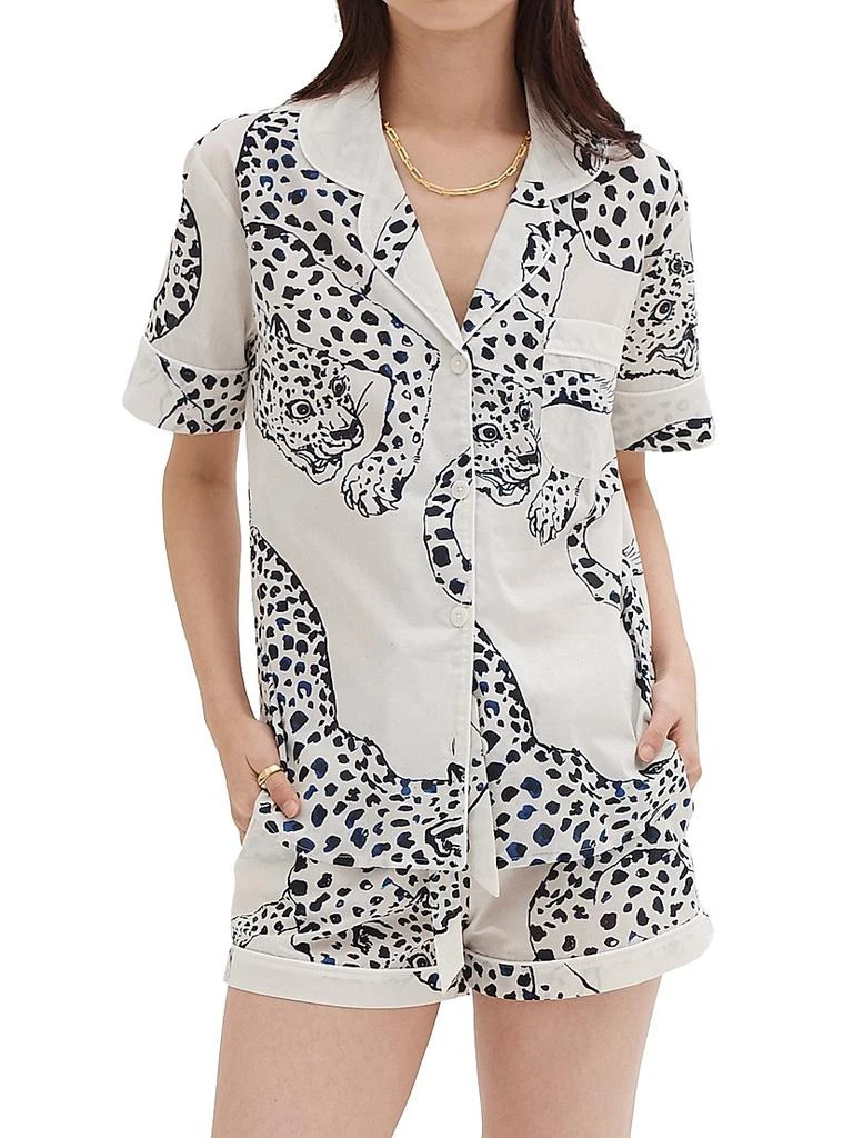 商品Desmond & Dempsey|Jaguar Print Cotton Short Pajama Set,价格¥1438,第3张图片详细描述